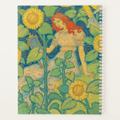 Vloeiende kindervrouw in zonnebloempitten planner (Achterkant)