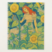 Vloeiende kindervrouw in zonnebloempitten planner (Voorkant)