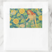 Vloeiende kindervrouw in zonnebloempitten rechthoekige sticker (Tas)