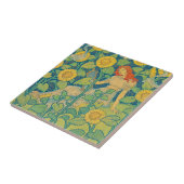 Vloeiende kindervrouw in zonnebloempitten tegeltje (Zijkant)