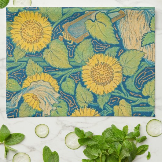 Vloeiende kindervrouw in zonnebloempitten theedoek (Gevouwen)