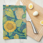 Vloeiende kindervrouw in zonnebloempitten theedoek (Quarter Fold)