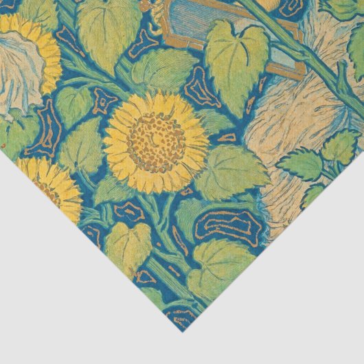 Vloeiende kindervrouw in zonnebloempitten tissuepapier (Detail)