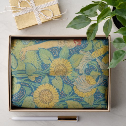 Vloeiende kindervrouw in zonnebloempitten tissuepapier (Geschenk)