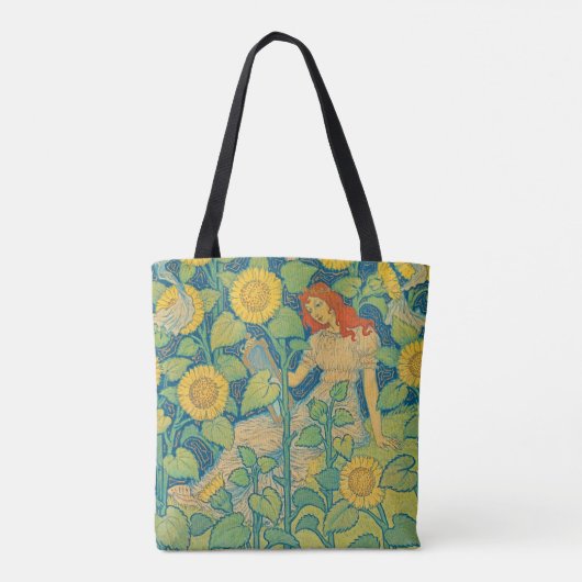 Vloeiende kindervrouw in zonnebloempitten tote bag (Achterkant)