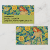 Vloeiende kindervrouw in zonnebloempitten visitekaartje (Voorkant / Achterkant)
