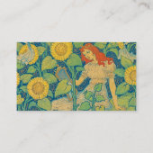 Vloeiende kindervrouw in zonnebloempitten visitekaartje (Achterkant)