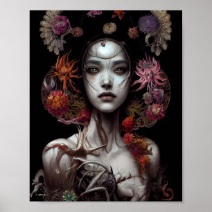 Vloeiende koningin Surreal Gothic Fantasy Art Post Poster