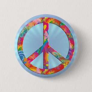 Vloeiende kracht   lichtblauwe garnaal ronde button 5,7 cm