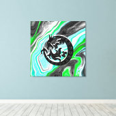 Vloeiende kunst met dragon canvas afdruk (Insitu (Houten vloer))