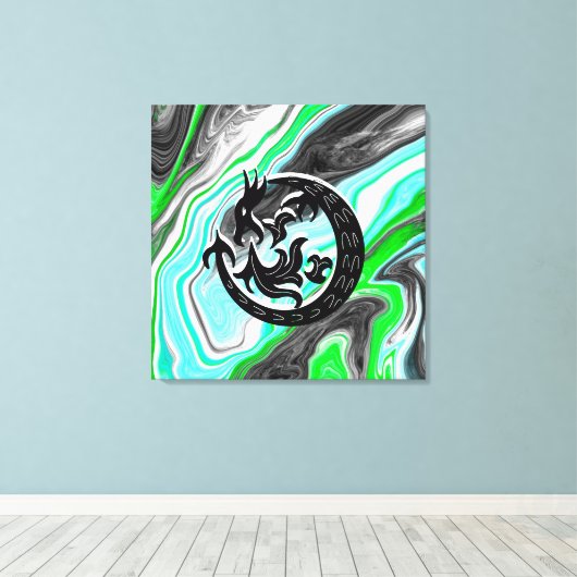 Vloeiende kunst met dragon canvas afdruk (Insitu (Houten vloer))