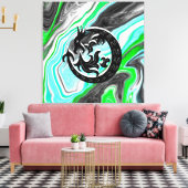 Vloeiende kunst met dragon canvas afdruk (Insitu (Woonkamer))