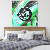 Vloeiende kunst met dragon canvas afdruk (Insitu (Slaapkamer))