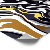 Vloeiende kunst met gouden, zwarte en witte wervel poster (Hoek)