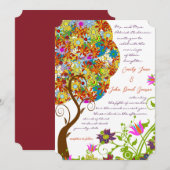 Vloeiende liefdesboom - Uitnodiging tot weddenscha (Voorkant / Achterkant)