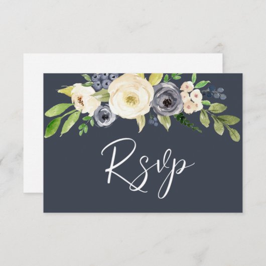 Vloeiende mariniers en Waterverven RSVP Kaartje (Voorkant / Achterkant)