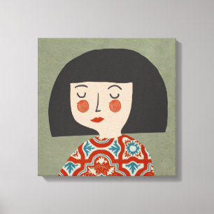 Vloeiende meisjesillustratie canvas afdruk