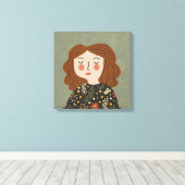 Vloeiende meisjesillustratie canvas afdruk (Insitu (Houten vloer))