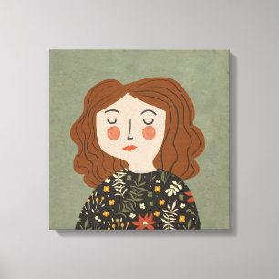 Vloeiende meisjesillustratie canvas afdruk