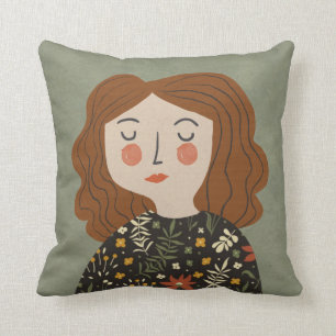 Vloeiende meisjesillustratie kussen