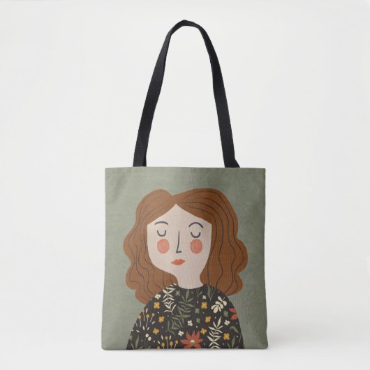 Vloeiende meisjesillustratie tote bag (Voorkant)