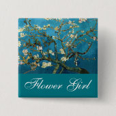 Vloeiende meisjespin Blossomeale amandelboom Vierkante Button 5,1 Cm (Voorkant)