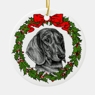 Vloeiende munt Dachshund Art van Glenda S. Harlan Keramisch Ornament