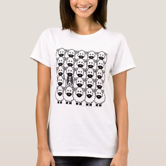 Vloeiende rand collie in de schapen t-shirt (Voorkant)