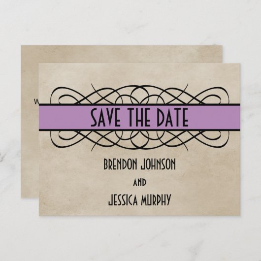 Vloeiende rand Opslaan Datum Briefkaart (Voorkant / Achterkant)