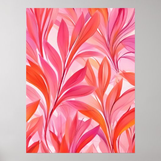 vloeiende roze bloem poster (Voorkant)