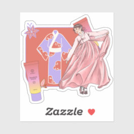 Vloeiende Roze Hanbok & Glow BB Cream Sticker