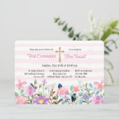 Vloeiende Roze Religieuze Uitnodiging (Staand voorkant)