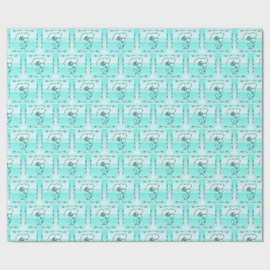 Vloeiende schoonheid: Aqua Line Art Gift Wrap Roll Cadeaupapier (Vlak)
