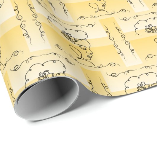 Vloeiende schoonheid: Goldenrod Line Art Gift Wrap Cadeaupapier (Rol Hoek)