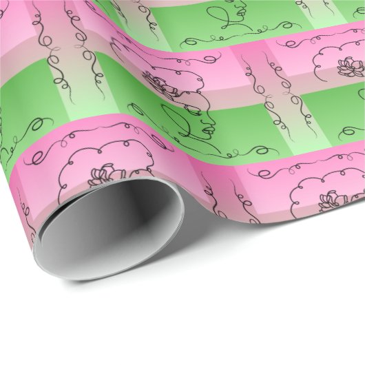 Vloeiende schoonheid: Roselle Line Art Gift Wrap R Cadeaupapier (Rol Hoek)
