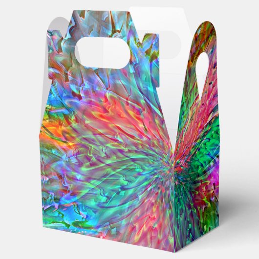 Vloeiende spiraal in overlappende showkleurige vle bedankdoosjes (Geopend)