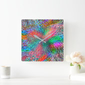 Vloeiende spiraal in overlappende showkleurige vle vierkante klok (Huis)