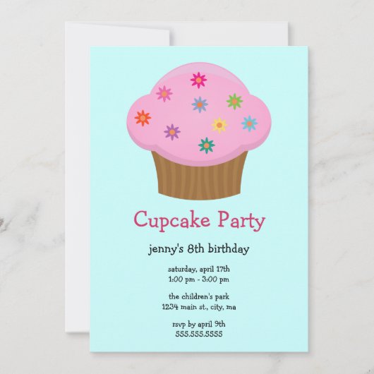 Vloeiende sprinkhaankreeften Cupcake Party uitnodi Kaart (Voorkant)