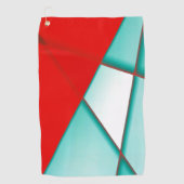 Vloeiende turcoislooprechthoek onder rood vel golfhanddoek (Voorkant)