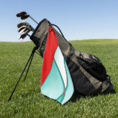 Vloeiende turcoislooprechthoek onder rood vel golfhanddoek (Groen)