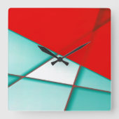 Vloeiende turcoislooprechthoek onder rood vel vierkante klok (Voorkant)