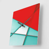 Vloeiende turcoislooprechthoek onder rood vel vierkante klok (Hoek)