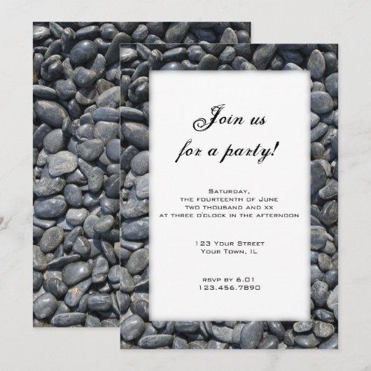 Vloeiende uitnodiging van de Black Pebbles Party (Voorkant / Achterkant)