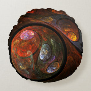 Vloeiende verbinding Abstracte art rondreis Rond Kussen