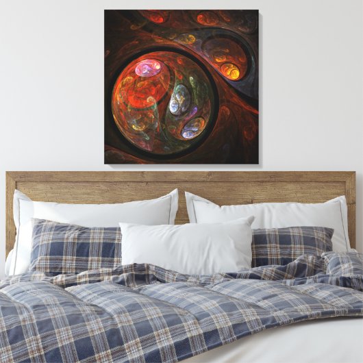 Vloeiende verbinding Abstracte Kunstschildpad Afdr Canvas Afdruk (Insitu (Slaapkamer))