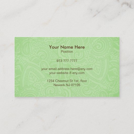 Vloeiende Visitekaartjes (Achterkant)