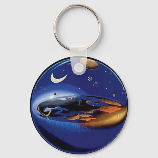 Vloeiende vlakke Aarde Firmament Sun & Moon Sleute Sleutelhanger (Voorkant)