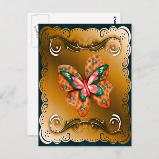Vloeiende vlinder briefkaart (Voorkant / Achterkant)