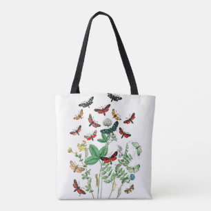 Vloeiende vlinders en rupsbanden tote bag