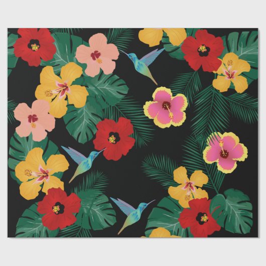 Vloeiende vogels en bloemperken Verpakkingspapier Cadeaupapier (Vlak)